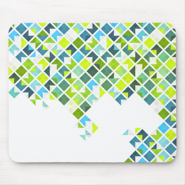 Mousepad Teste padrão geométrico verde, azul, branco (Frente)