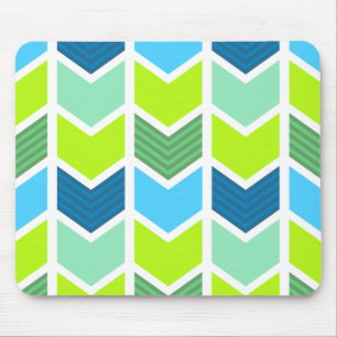 Mousepad Teste padrão geométrico verde e azul moderno de