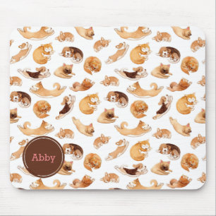 Mousepad Teste padrão ilustrado da aguarela cães bonitos
