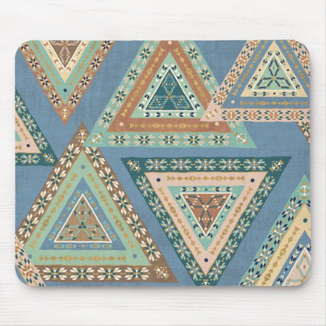 Mousepad Teste padrão indiano tribal | azul exterior de Geo (Frente)