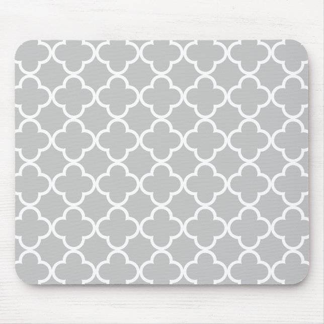 Mousepad Teste padrão marroquino de Quatrefoil do branco (Frente)