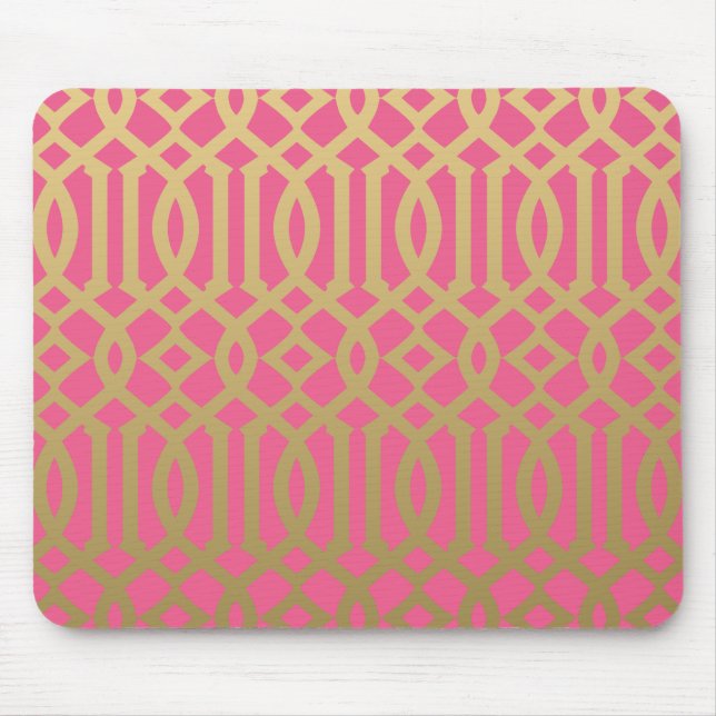 Mousepad Teste padrão moderno Dourado e cor-de-rosa da (Frente)