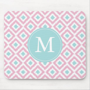 Mousepad Teste padrão Monogrammed cor-de-rosa & do Lilac de
