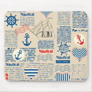 Mousepad Teste padrão náutico do jornal