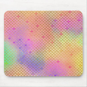 Mousepad Teste padrão Pastel colorido da sereia de Ombre do