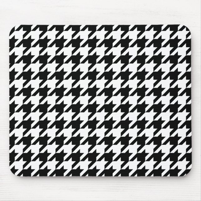 Mousepad Teste padrão preto & branco de Houndstooth (Frente)