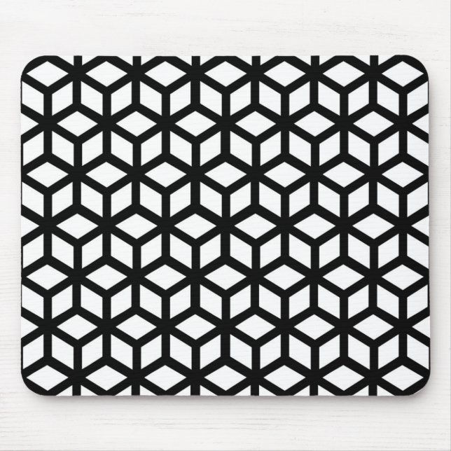 Mousepad Teste padrão preto e branco do cubo (Frente)