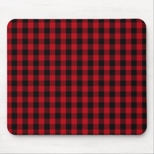 Mousepad Teste padrão preto e vermelho da xadrez do búfal
