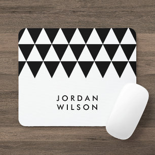 Mousepad Teste padrão preto moderno minimalista branco do