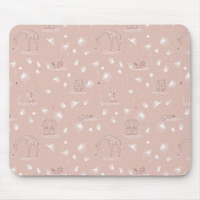 Mousepad teste padrão que indica animais bonitos da selva (Frente)