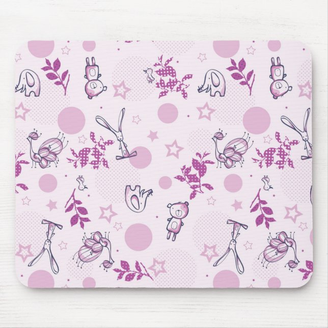 Mousepad teste padrão que indica animais do bebê do vintage (Frente)