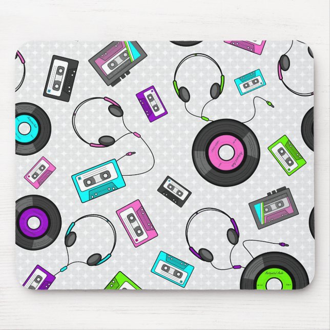 Mousepad Teste padrão retro da música (Frente)