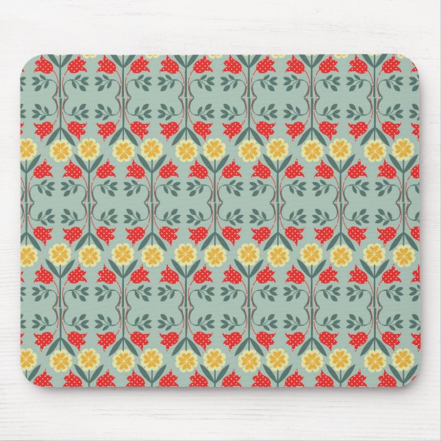 Mousepad Teste padrão retro floral do hipster do fairisle (Frente)