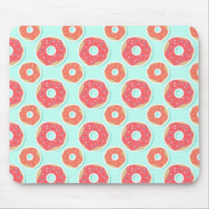 Mousepad Teste padrão, rosa e azul da rosquinha da filhós
