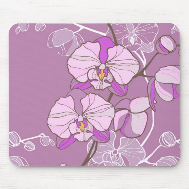 Mousepad Teste padrão roxo da orquídea (Frente)