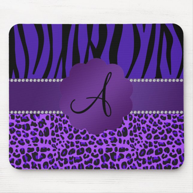 Mousepad Teste padrão roxo da zebra do leopardo do (Frente)