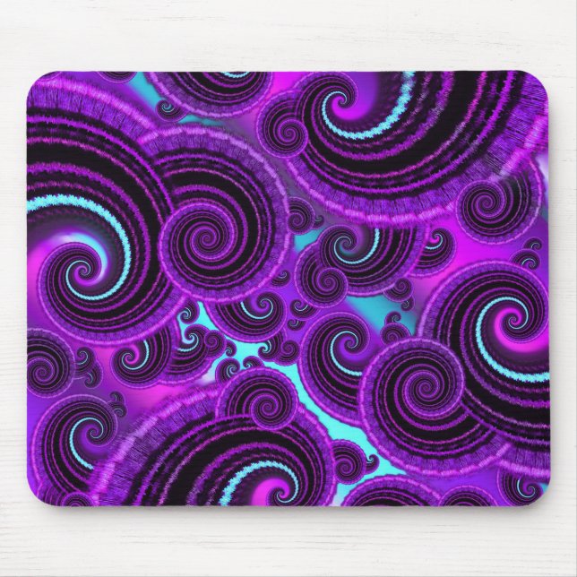 Mousepad Teste padrão roxo Funky da arte do Fractal do (Frente)