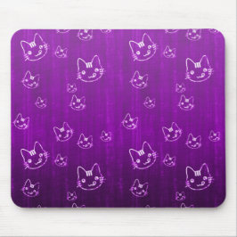 Mousepad Teste padrão roxo japonês bonito legal do neko do