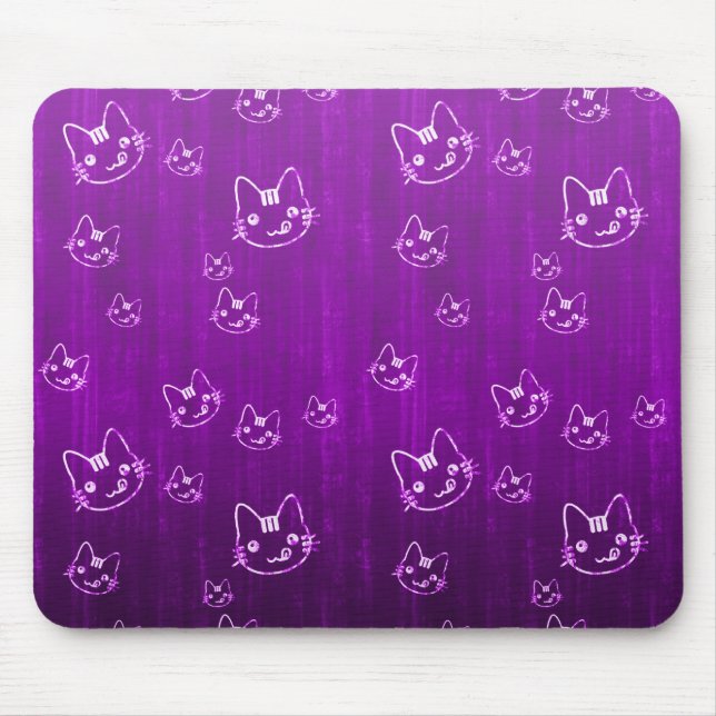 Mousepad Teste padrão roxo japonês bonito legal do neko do (Frente)
