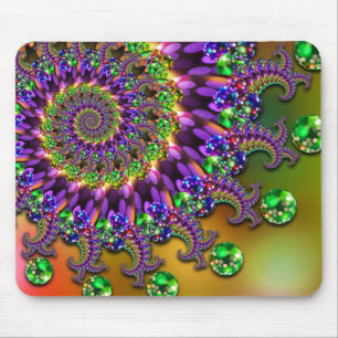 Mousepad Teste padrão roxo & verde do Fractal de Bokeh