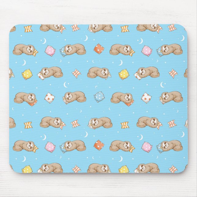 Mousepad Teste padrão sonolento da preguiça do tempo (Frente)