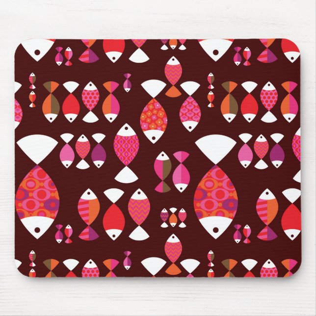 Mousepad Teste padrão subaquático dos peixes retros (Frente)