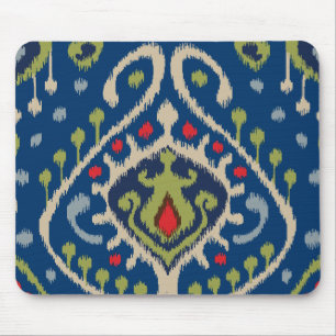 Mousepad Teste padrão tribal do ikat moderno do verde azul
