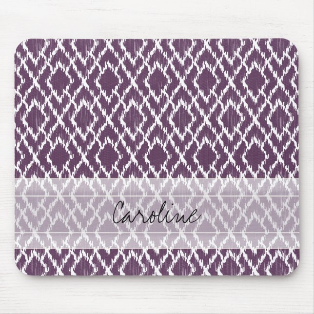 Mousepad Teste padrão tribal roxo do diamante de Ikat da (Frente)