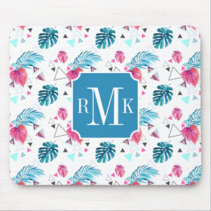 Mousepad Teste padrão tropical do triângulo da folha