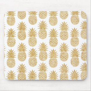 Mousepad Teste padrão tropical elegante do abacaxi do ouro