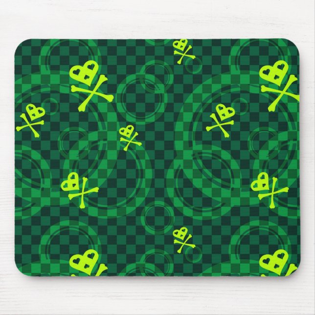 Mousepad Teste padrão verde de Emo com círculos (Frente)
