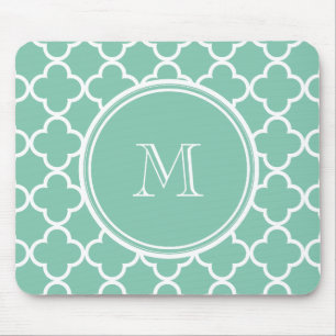 Mousepad Teste padrão verde de Quatrefoil da hortelã, seu