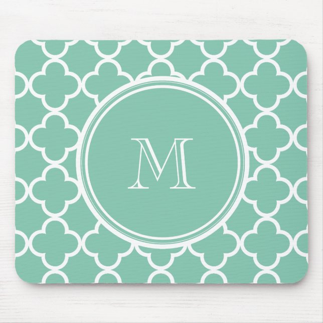 Mousepad Teste padrão verde de Quatrefoil da hortelã, seu (Frente)