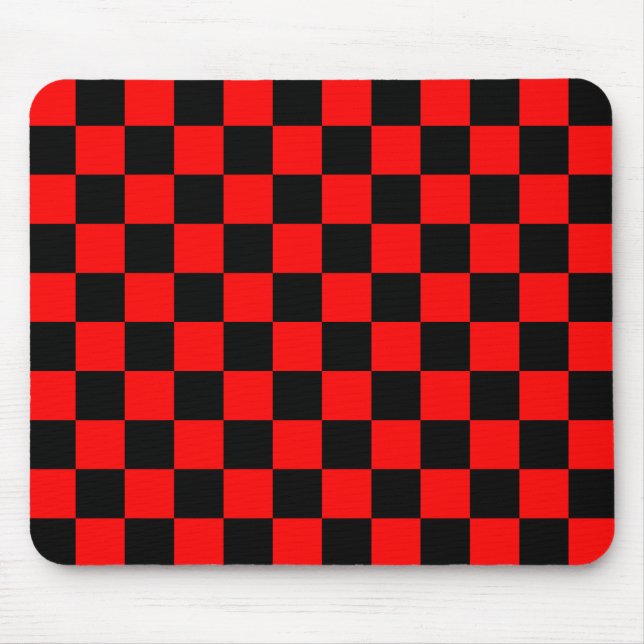 Mousepad Teste padrão vermelho e preto do verificador (Frente)