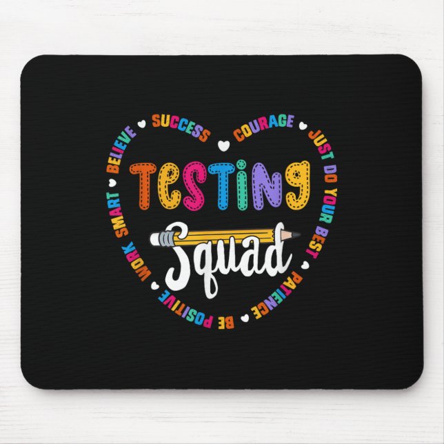 Mousepad Testing Squad Motivational Test Day Words Heart Te (Frente)