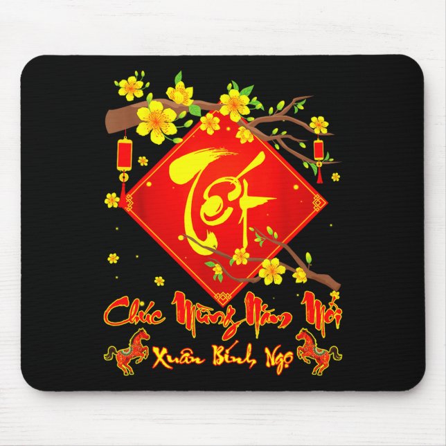 Mousepad Tet 2026 Chuc Mung Nam Moi Xuan Binh Ngo Vietnames (Frente)