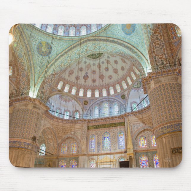 Mousepad Teto abobadado interior colorido da Mesquita Azul (Frente)