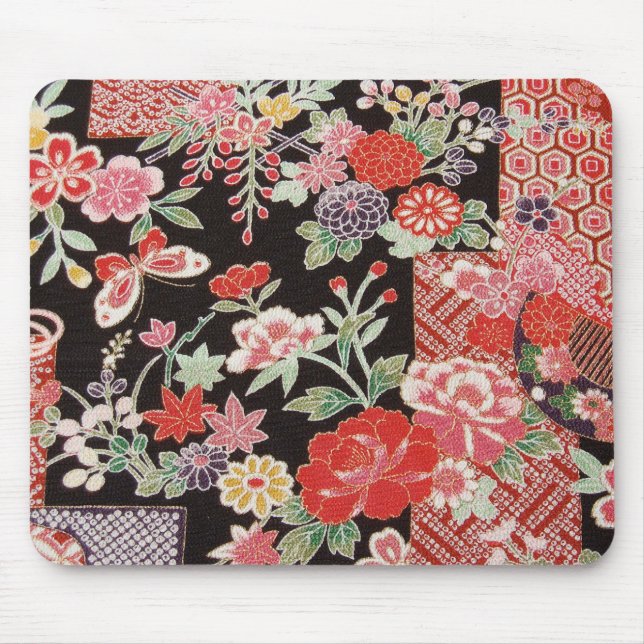Mousepad Têxtil KIMONO Japonês, Padrão Floral (Frente)