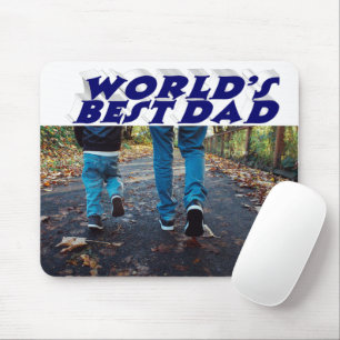 Mousepad Texto 3d azul escuro da foto do melhor Pai