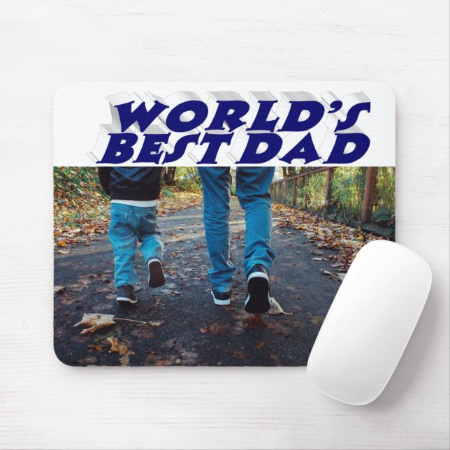 Mousepad Texto 3d azul escuro da foto do melhor Pai (Com mouse)