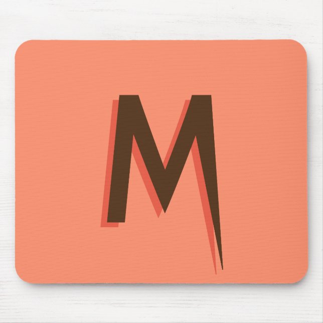 Mousepad Texto 3D Marrom moderno - Letra inicial | Rosa de  (Frente)