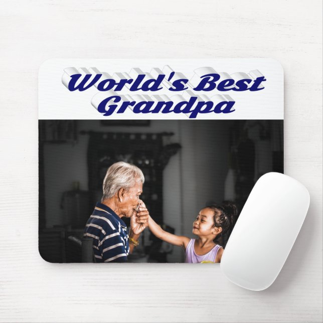 Mousepad Texto azul escuro da melhor foto do avô (Com mouse)