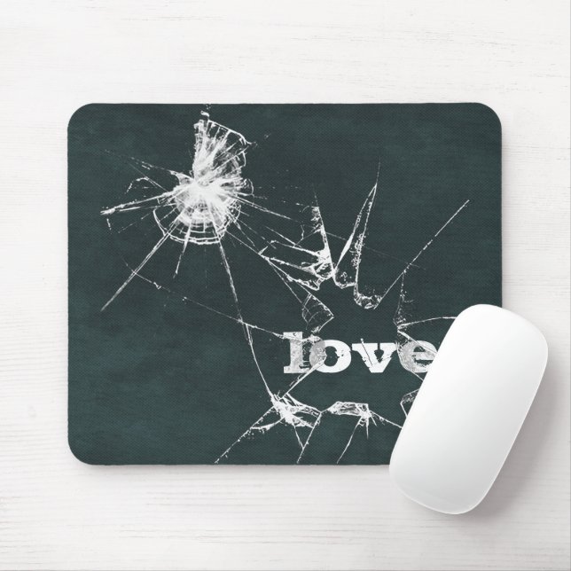 Mousepad Texto De Amor Sob Vidro Quebrado (Com mouse)