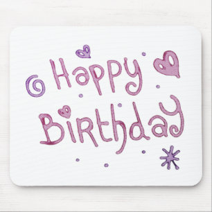 Mousepad Texto de Aniversário Feliz Reproduzido