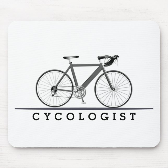 Mousepad Texto de cicologista com Bicicleta de Cinza (Frente)