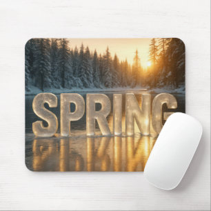 Mousepad Texto de gelo primavera em lago congelado