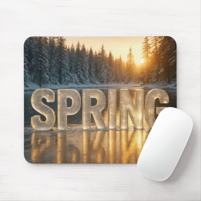Mousepad Texto de gelo primavera em lago congelado (Com mouse)