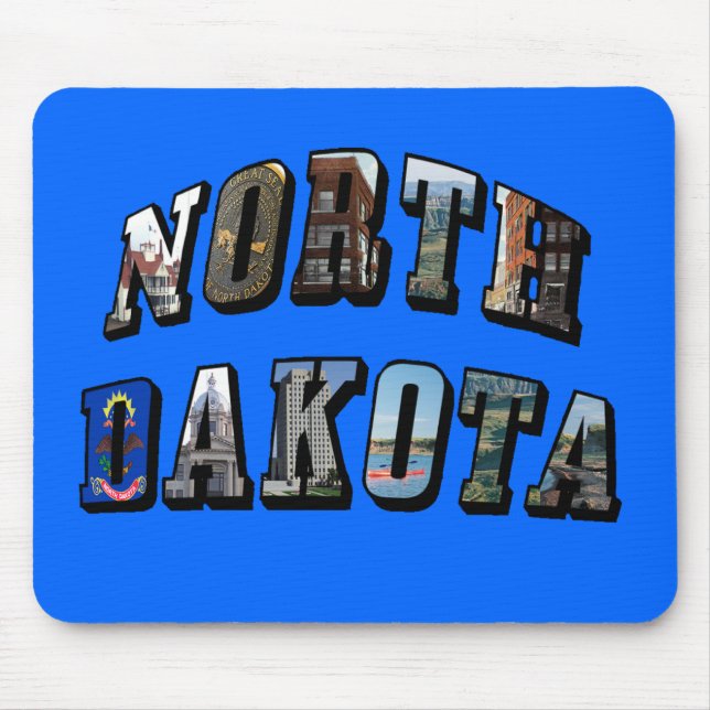 Mousepad Texto de Imagem de Dakota do Norte (Frente)