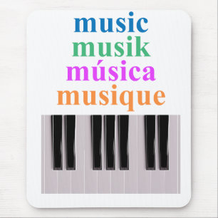 Mousepad Texto de Música do Teclado Piano em Vários Idiomas