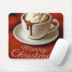 Mousepad Texto de Natal Alegre Com Bebida de Chocolate Quen